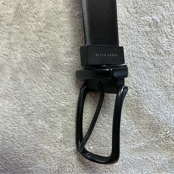 Perry Ellis Black & Brown Reversible Bonded Leather Unisex Belt - Picture 5 of 11
